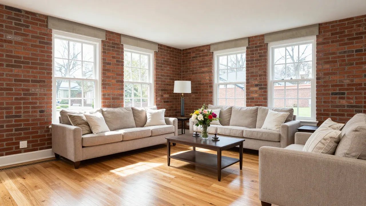 Staged living room of a Maryland brick colonial ready for a pre-listing duct cleaning