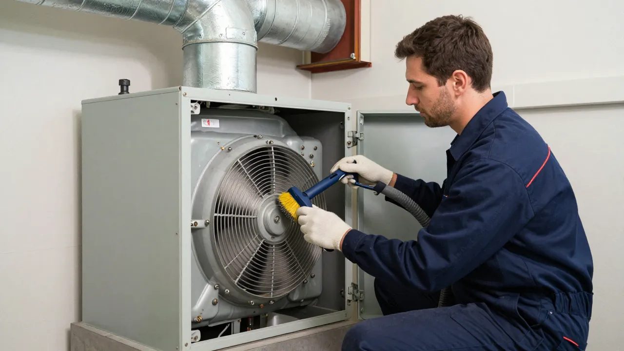Furnace blower cleaning on a colonial home in Capitol Heights, MD — Eagle Air Duct Cleaning
