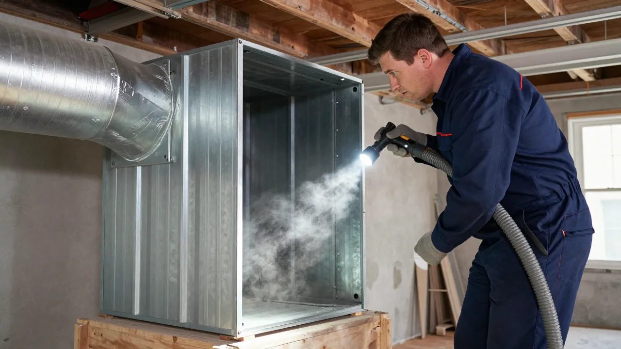 Duct plenum inspection on a finished-basement home in Ellicott City, MD — Eagle Air Duct Cleaning