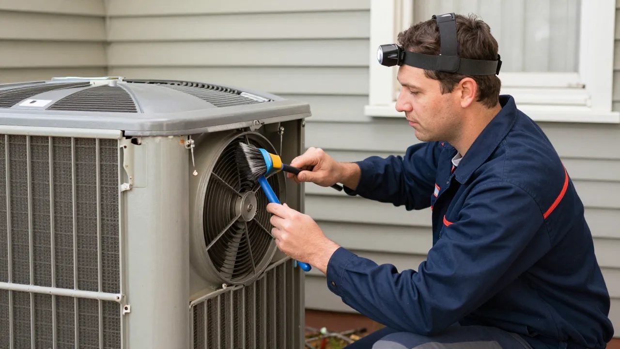 HVAC coil cleaning on a vinyl-sided home in Greenbelt, MD — Eagle Air Duct Cleaning