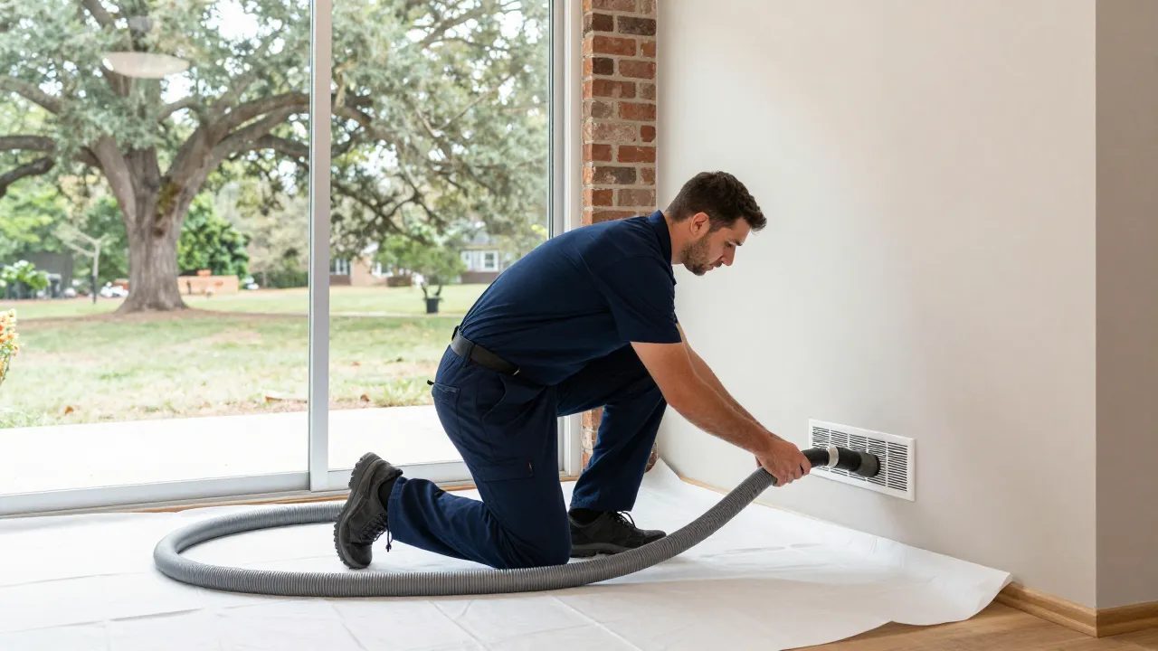 Return-air duct cleaning on a brick rancher in Langley Park, MD — Eagle Air Duct Cleaning