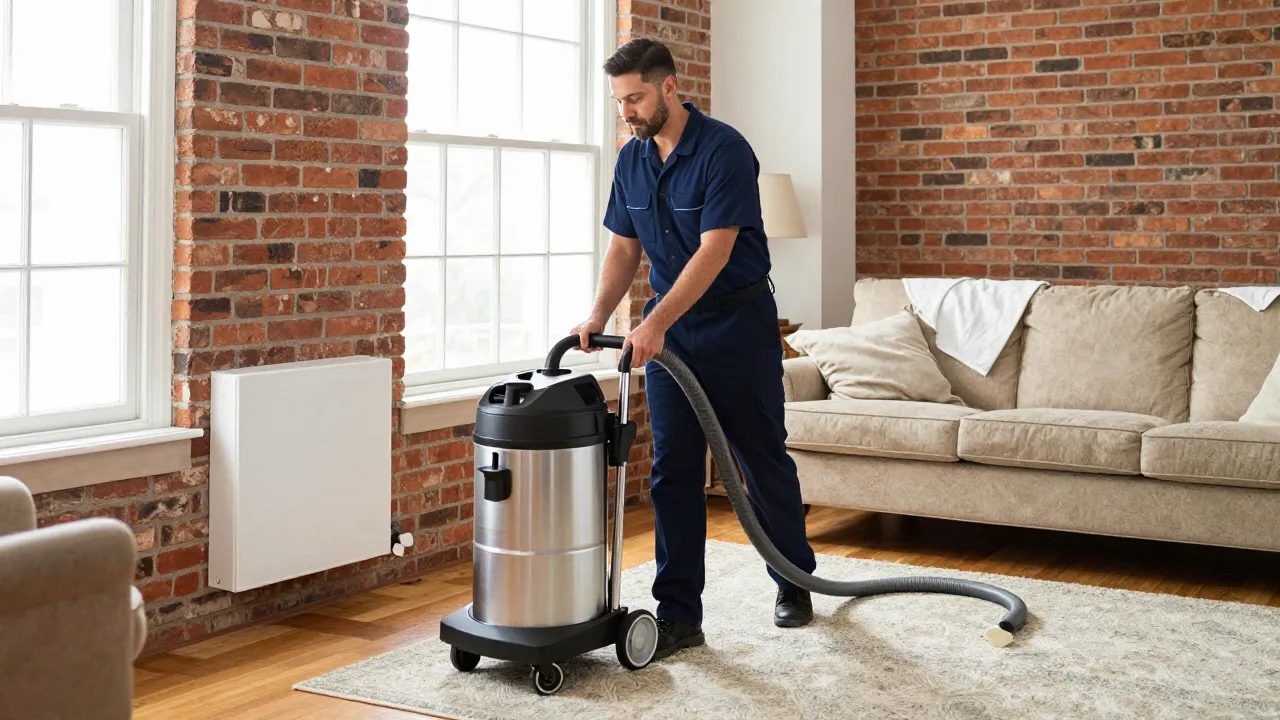 Limpieza de conductos con máquina de presión negativa en una sala de Maryland — Eagle