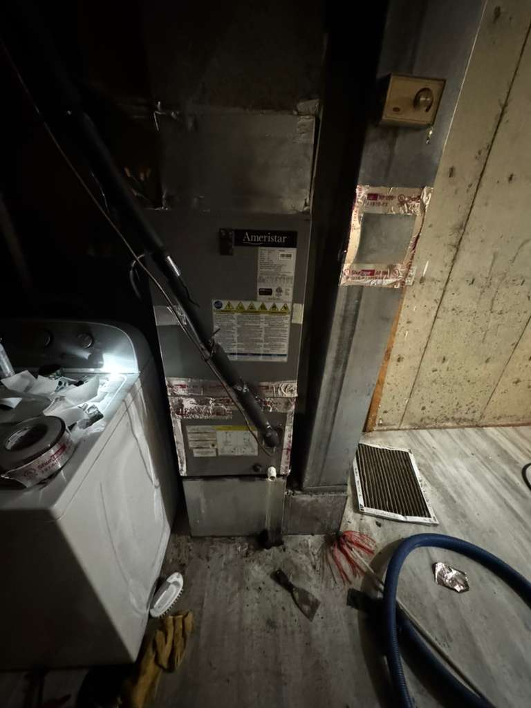 After: clean replacement filter installed by Eagle Air Duct Cleaning in a Maryland home